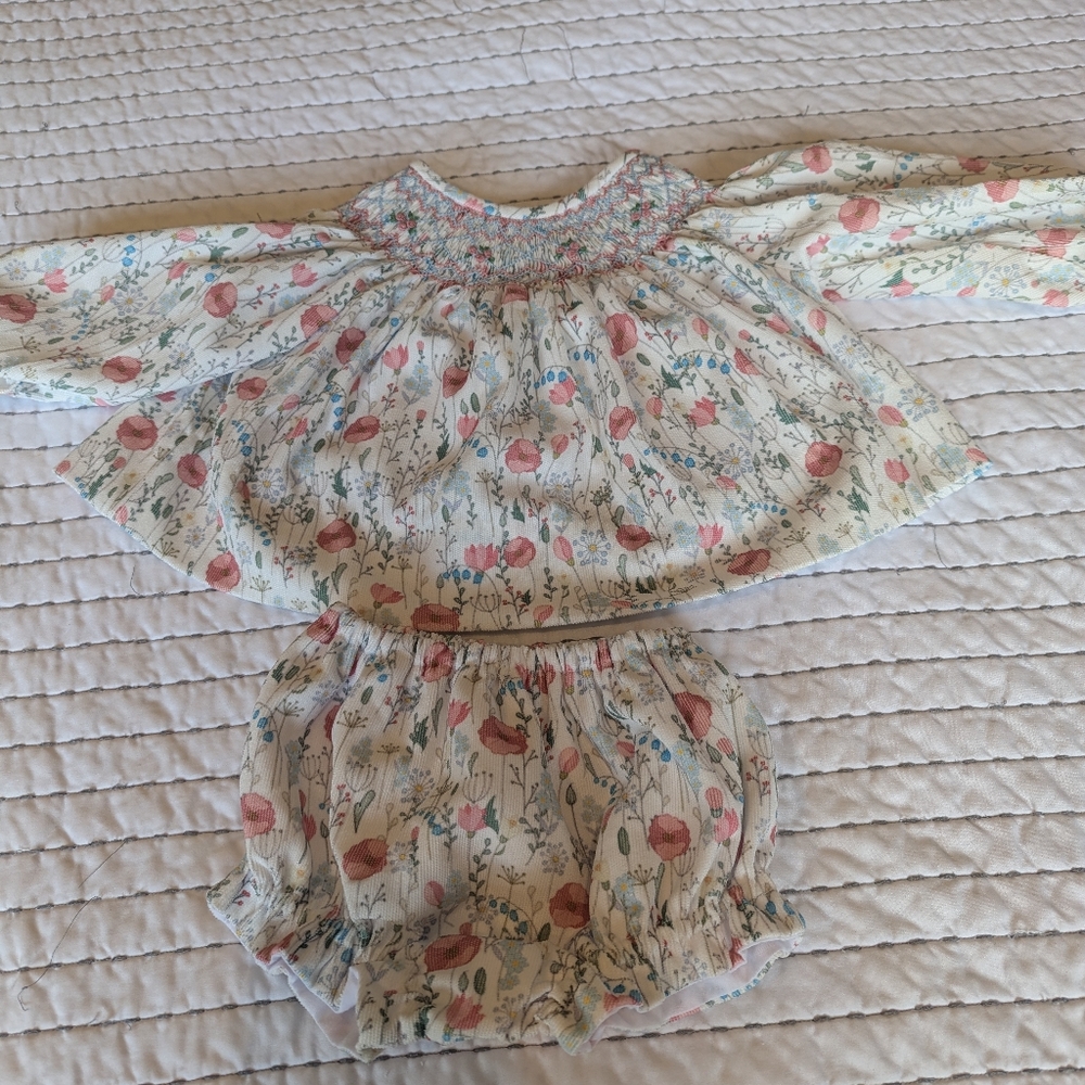 Floral Smocked Eliza Jane Kids Diaper Set